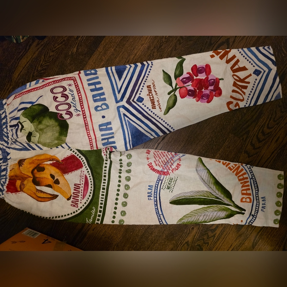 Farm Rio Stamps Linen Pants - Picture 4 of 4